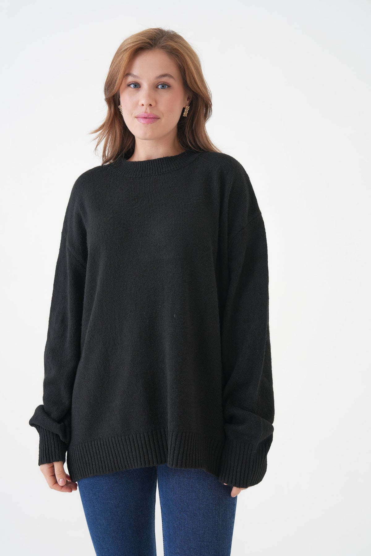 Oversize-Pullover mit Rundhalsausschnitt