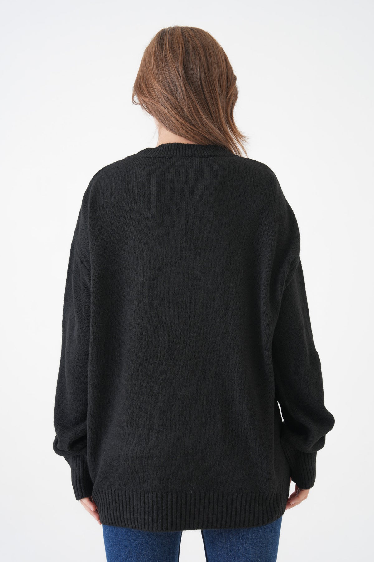 Oversize-Pullover mit Rundhalsausschnitt