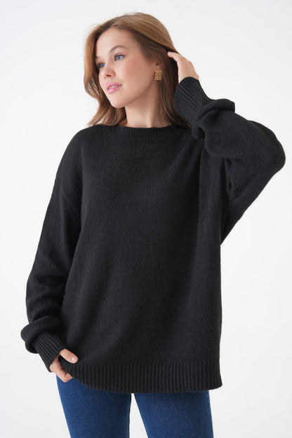 Oversize-Pullover mit Rundhalsausschnitt