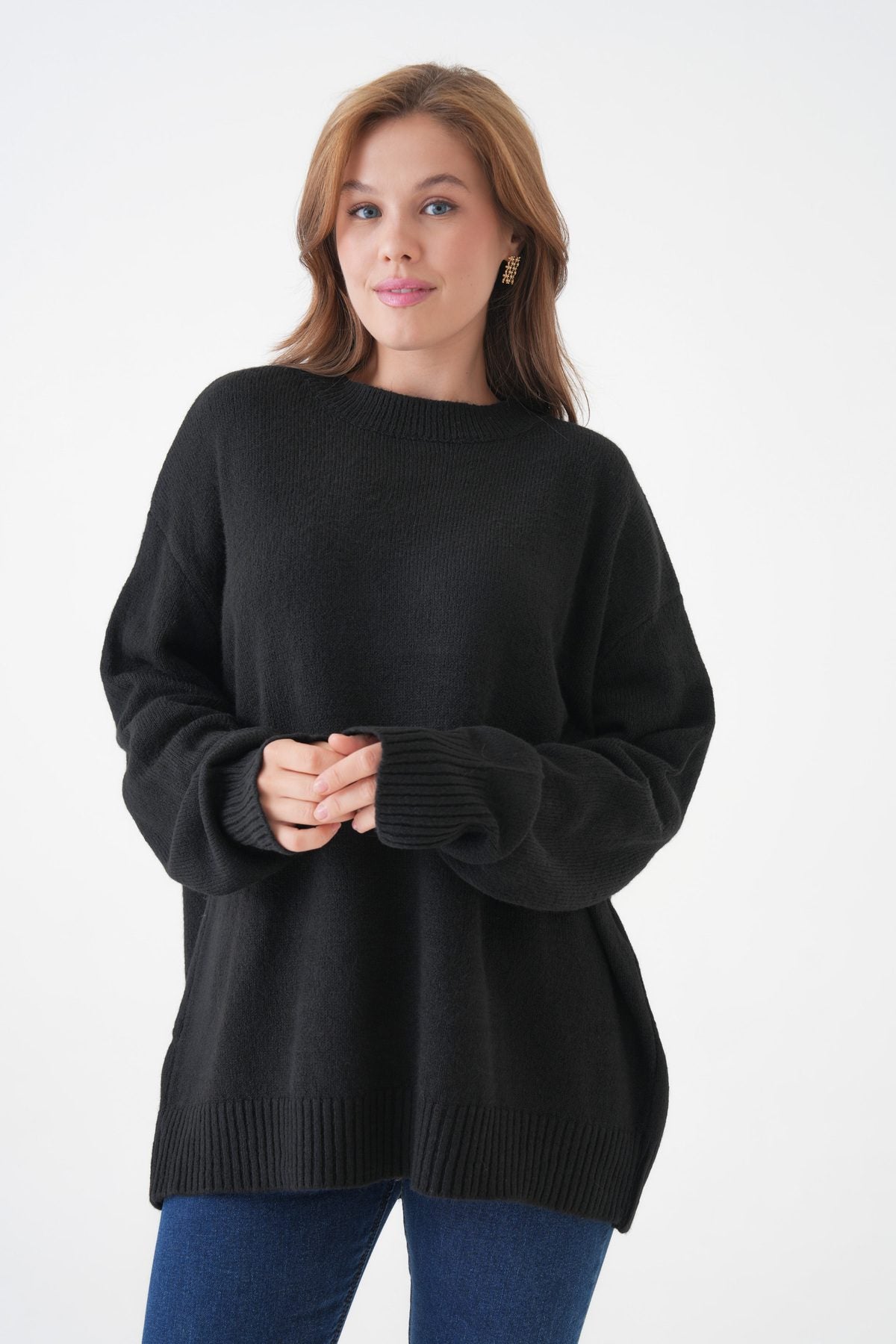 Oversize-Pullover mit Rundhalsausschnitt