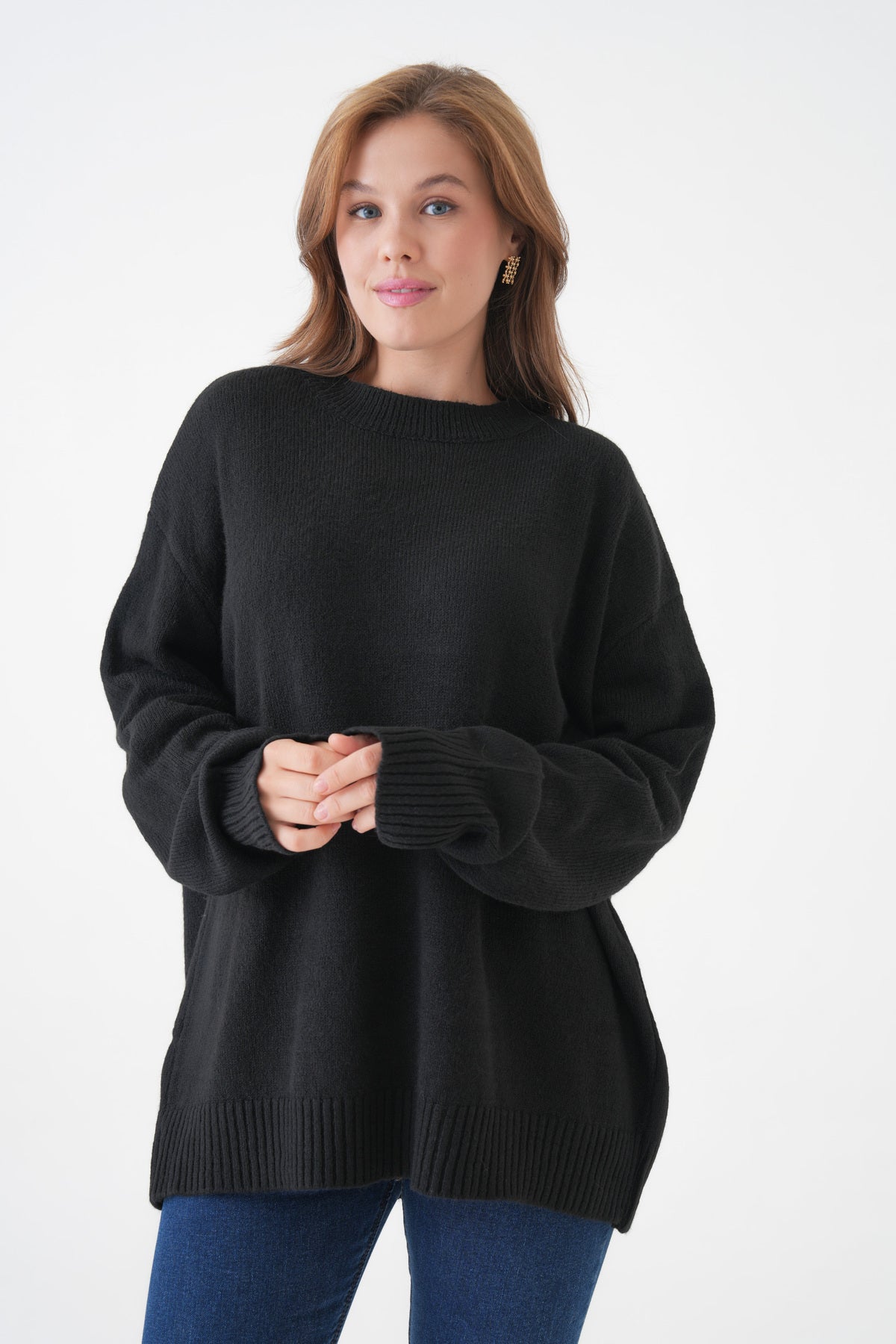 Oversize-Pullover mit Rundhalsausschnitt
