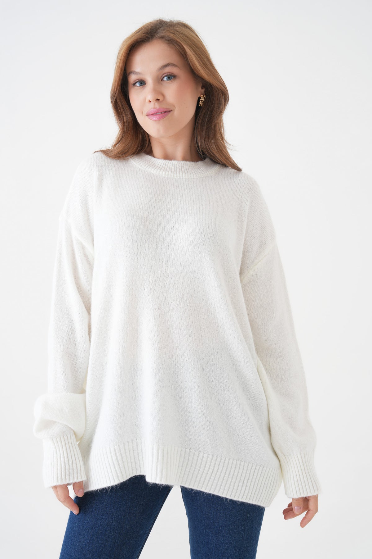 Oversize-Pullover mit Rundhalsausschnitt