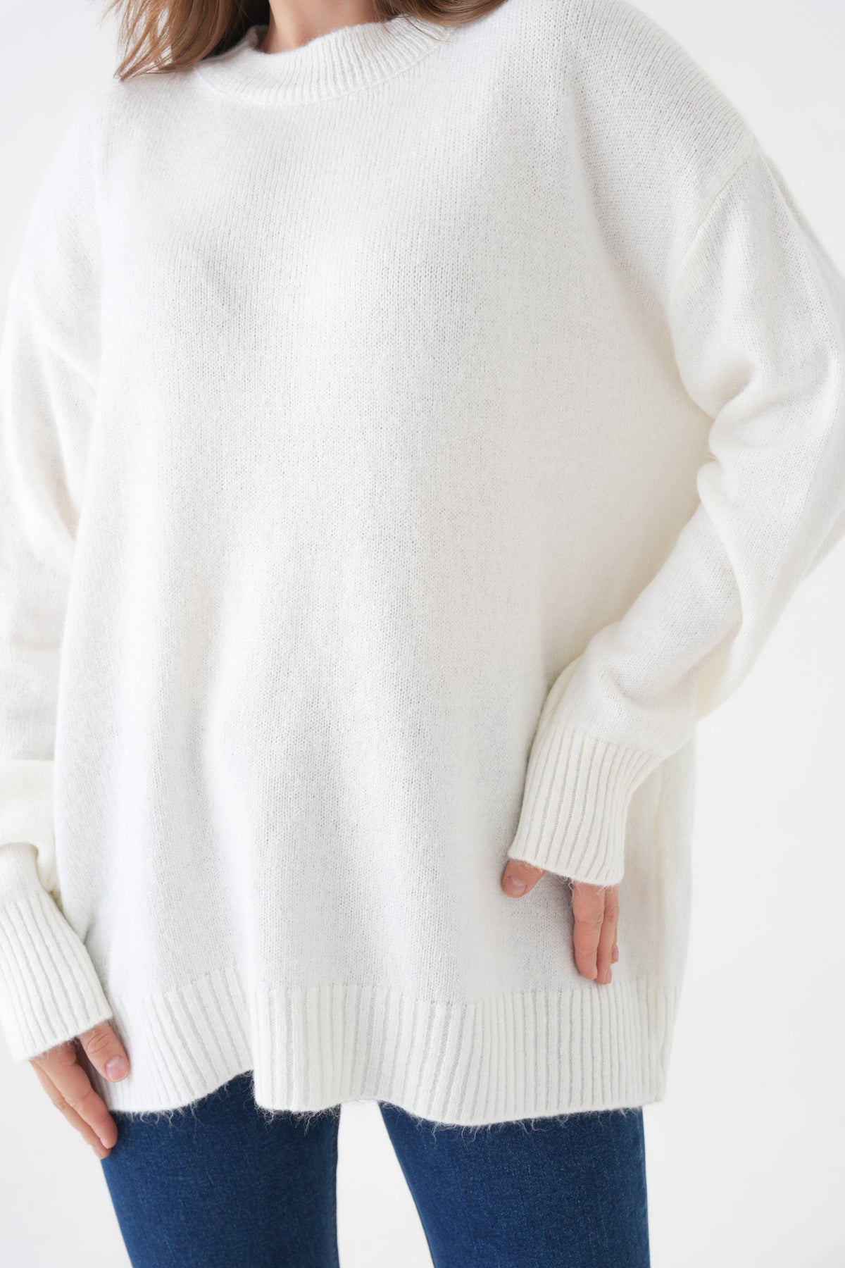 Oversize-Pullover mit Rundhalsausschnitt