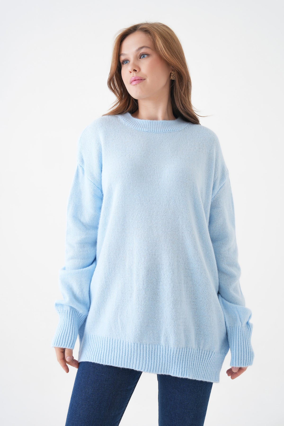 Oversize-Pullover mit Rundhalsausschnitt