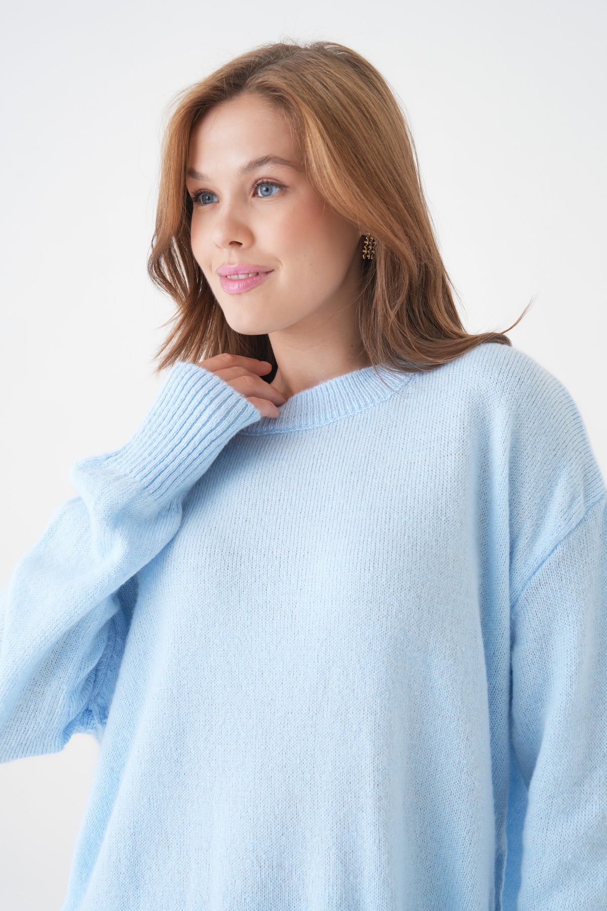Oversize-Pullover mit Rundhalsausschnitt