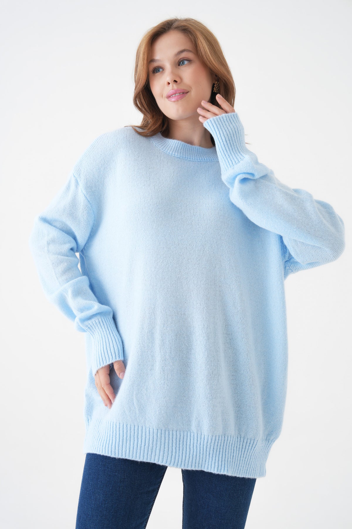 Oversize-Pullover mit Rundhalsausschnitt