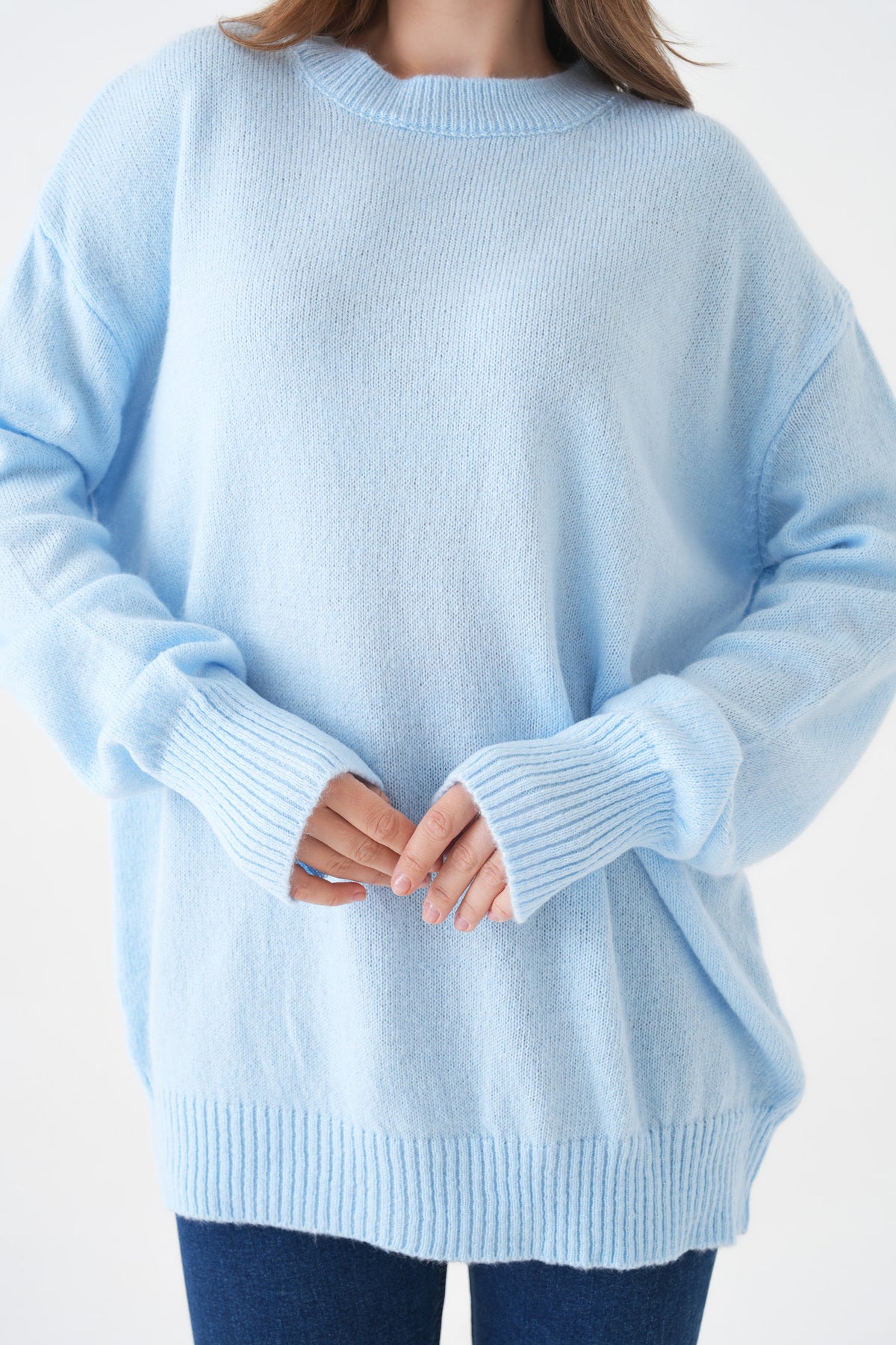 Oversize-Pullover mit Rundhalsausschnitt