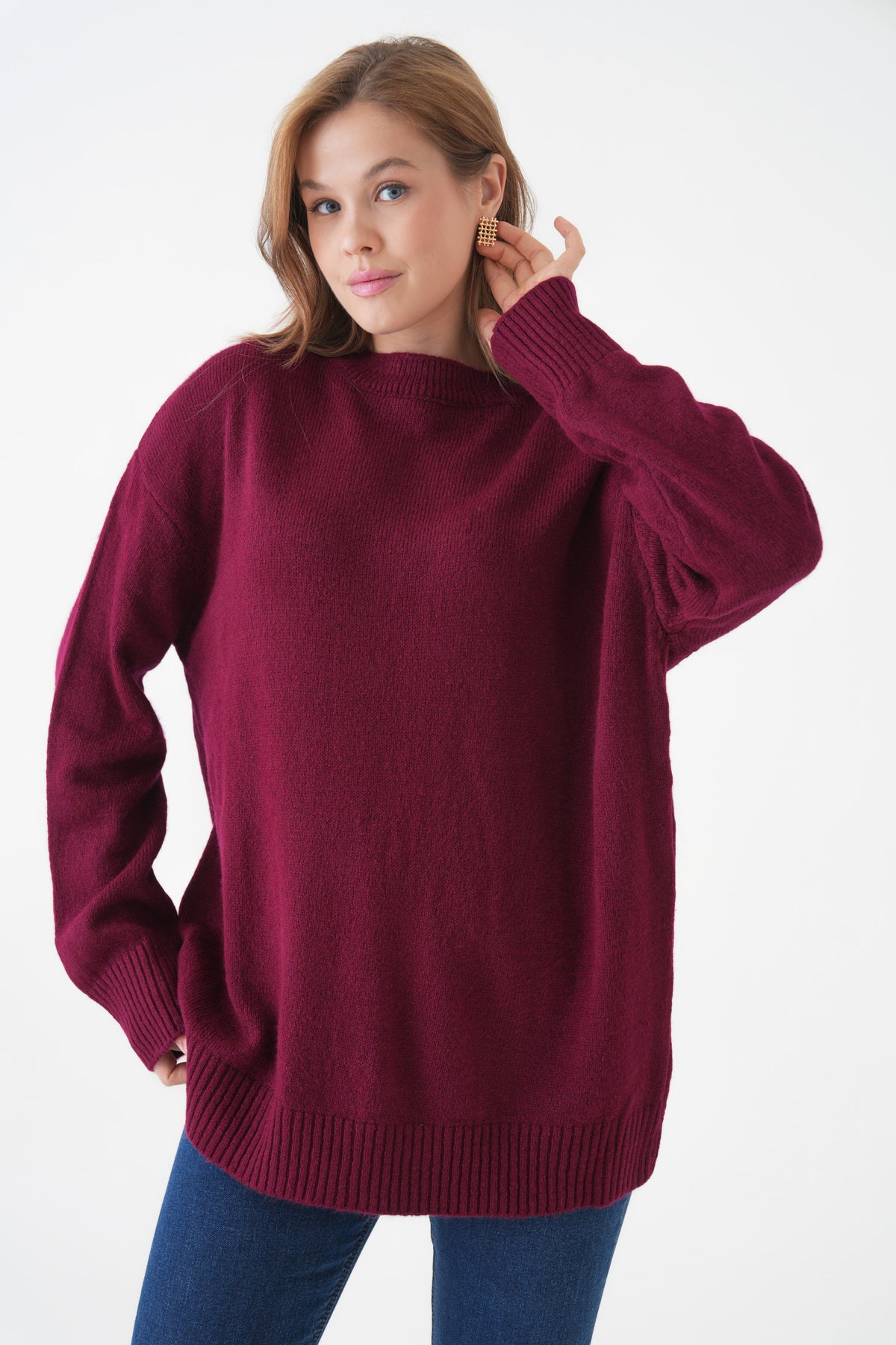 Oversize-Pullover mit Rundhalsausschnitt