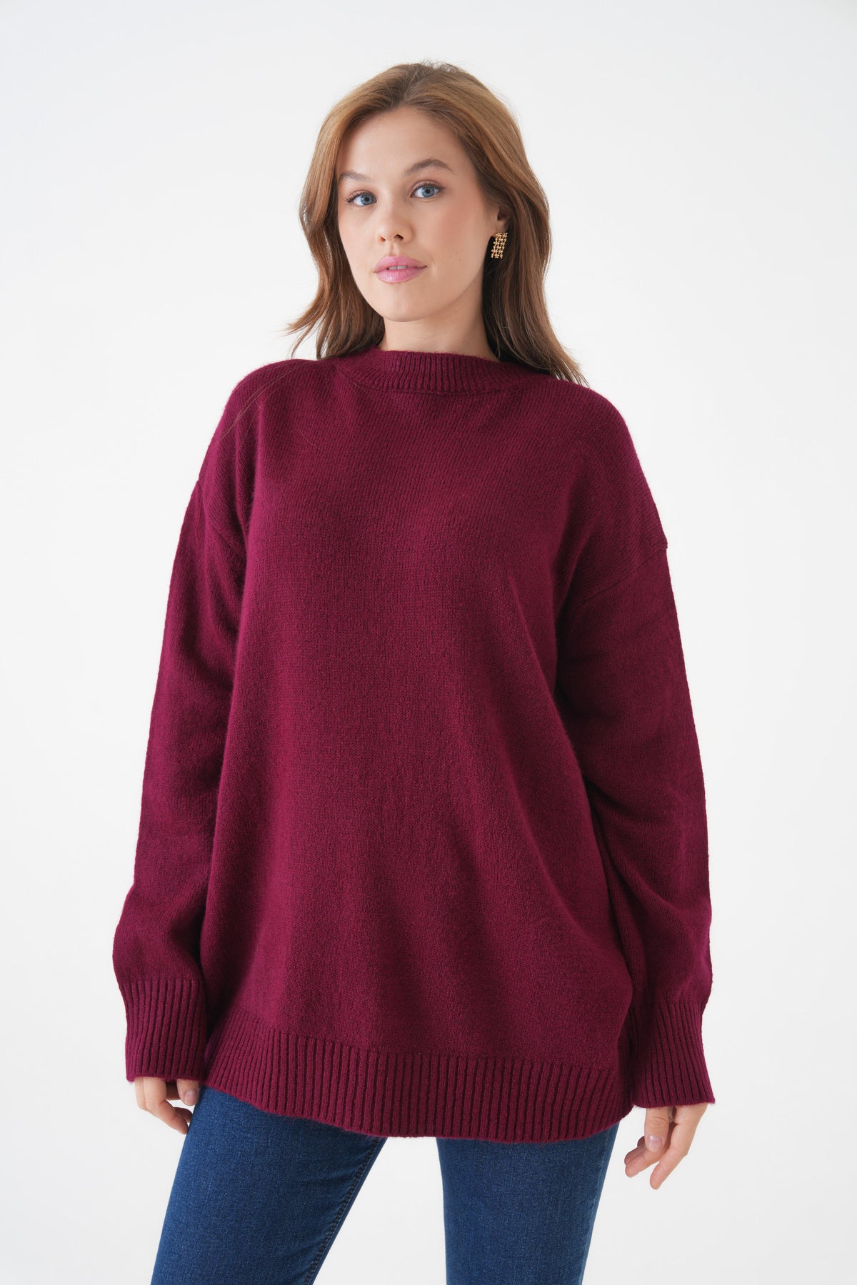 Oversize-Pullover mit Rundhalsausschnitt