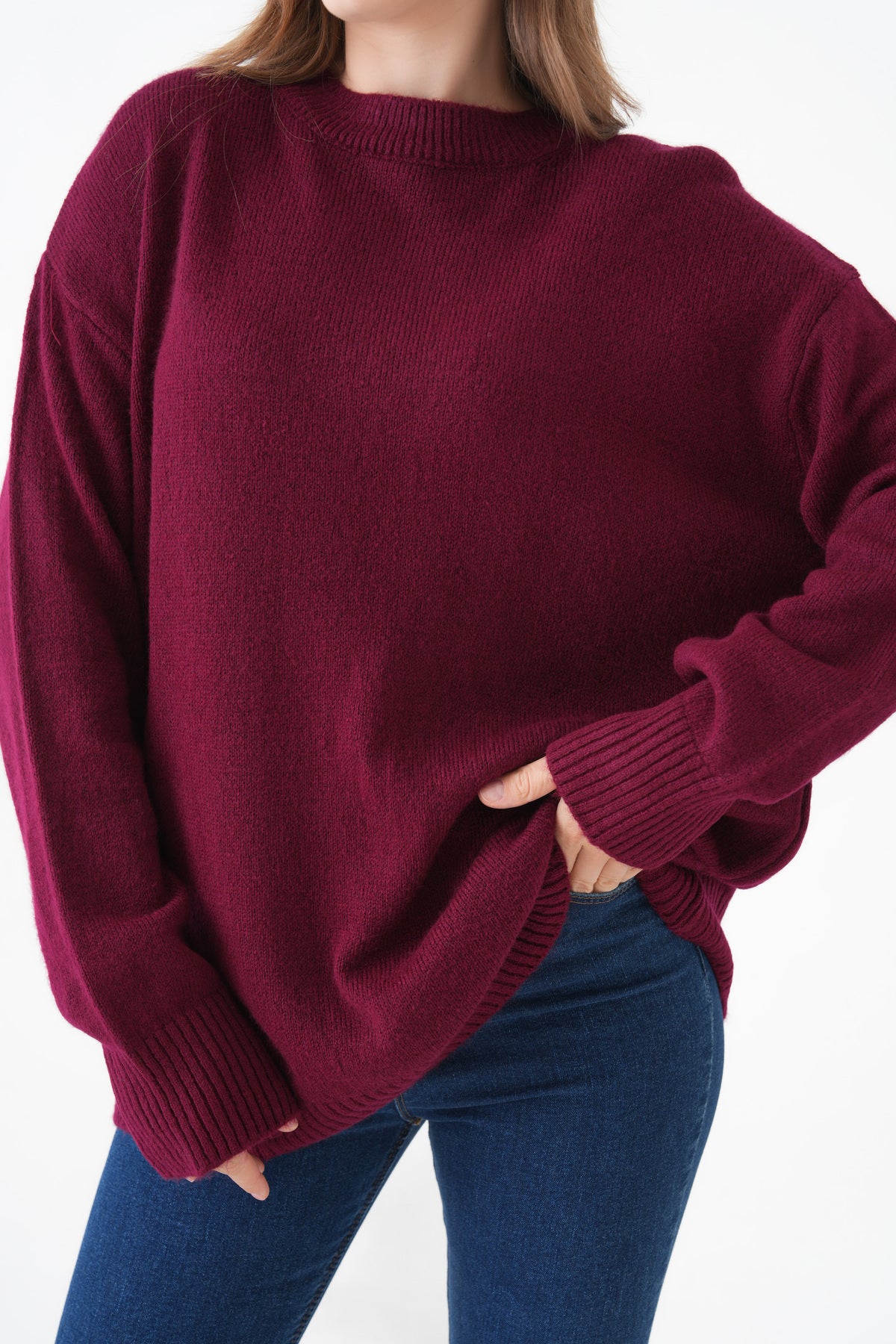 Oversize-Pullover mit Rundhalsausschnitt