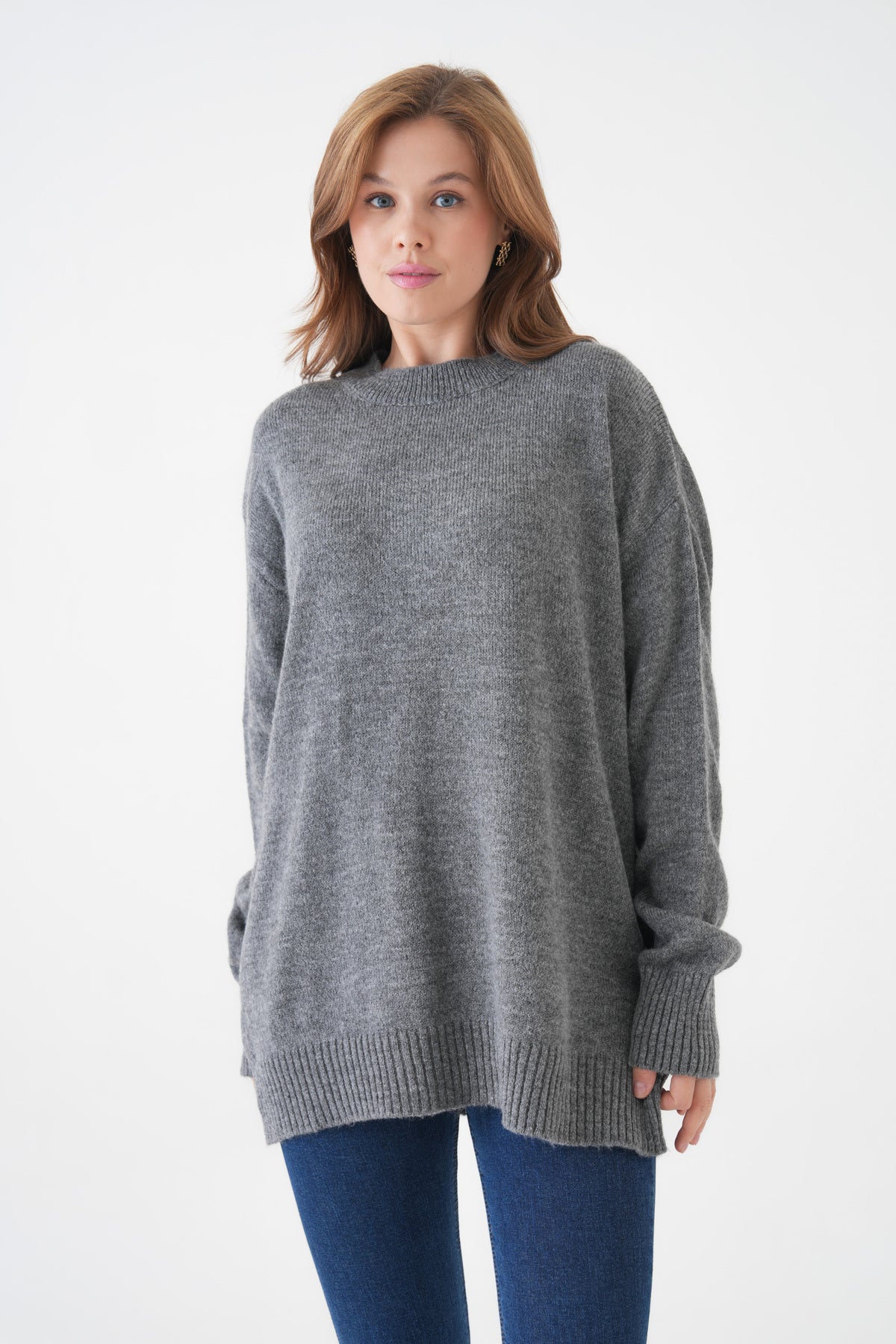 Oversize-Pullover mit Rundhalsausschnitt