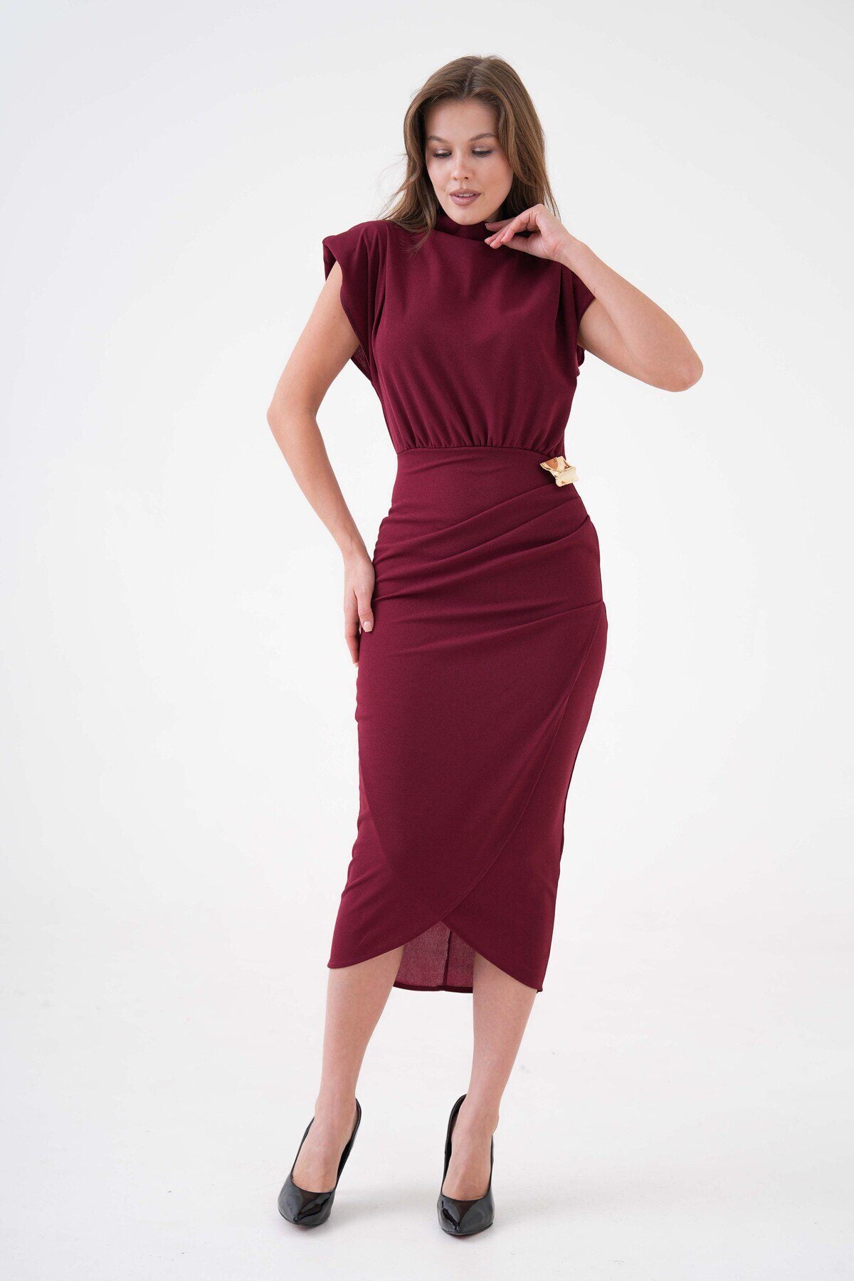 Wickelkleid in Midi-Länge