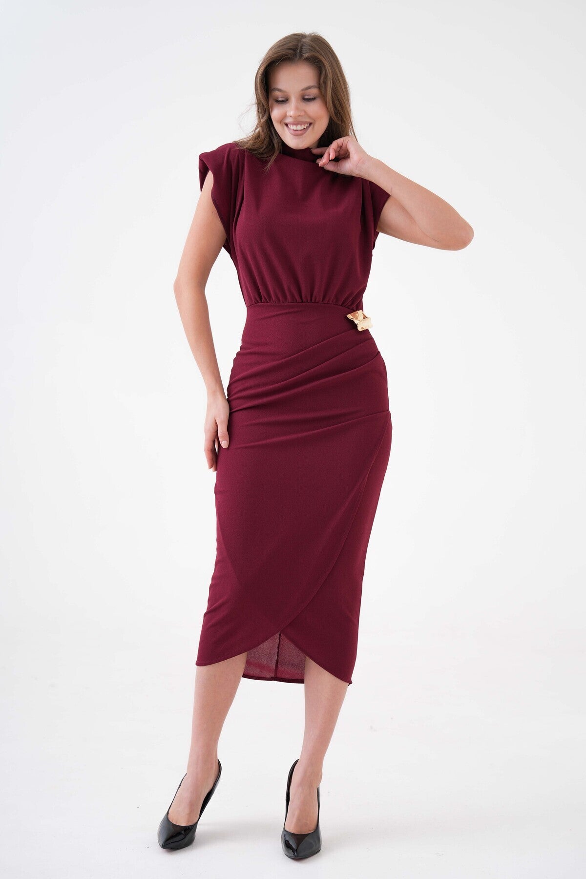 Wickelkleid in Midi-Länge