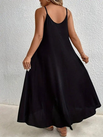 JANE'S Damen Halter Neck Drop Detail Ring Asymmetrisches Viskose Kleid