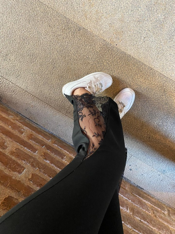JANE'S Damen Spitze Glockenboden Scuba Leggings