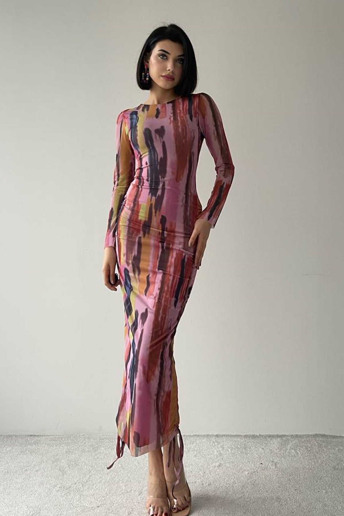 Gefüttertes Kleid mit Digitaldruck