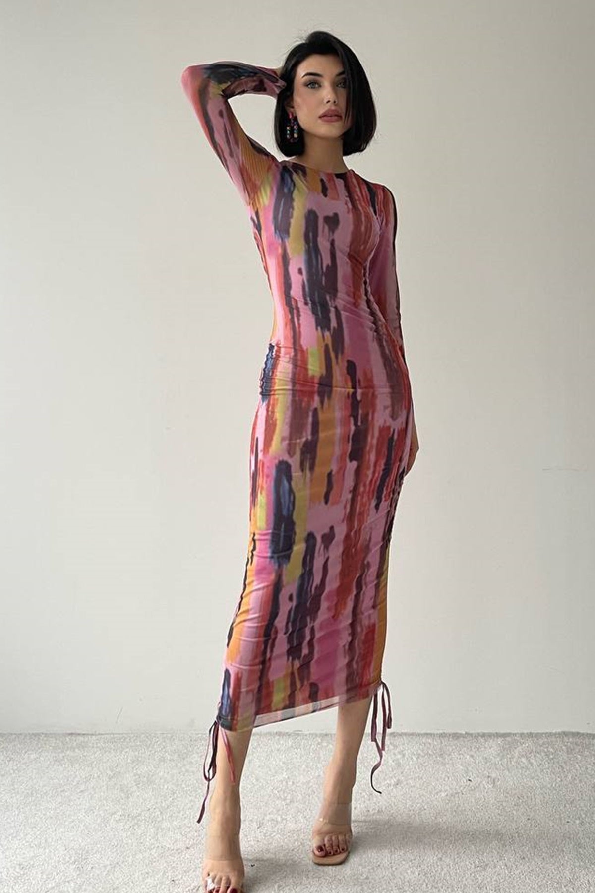Gefüttertes Kleid mit Digitaldruck