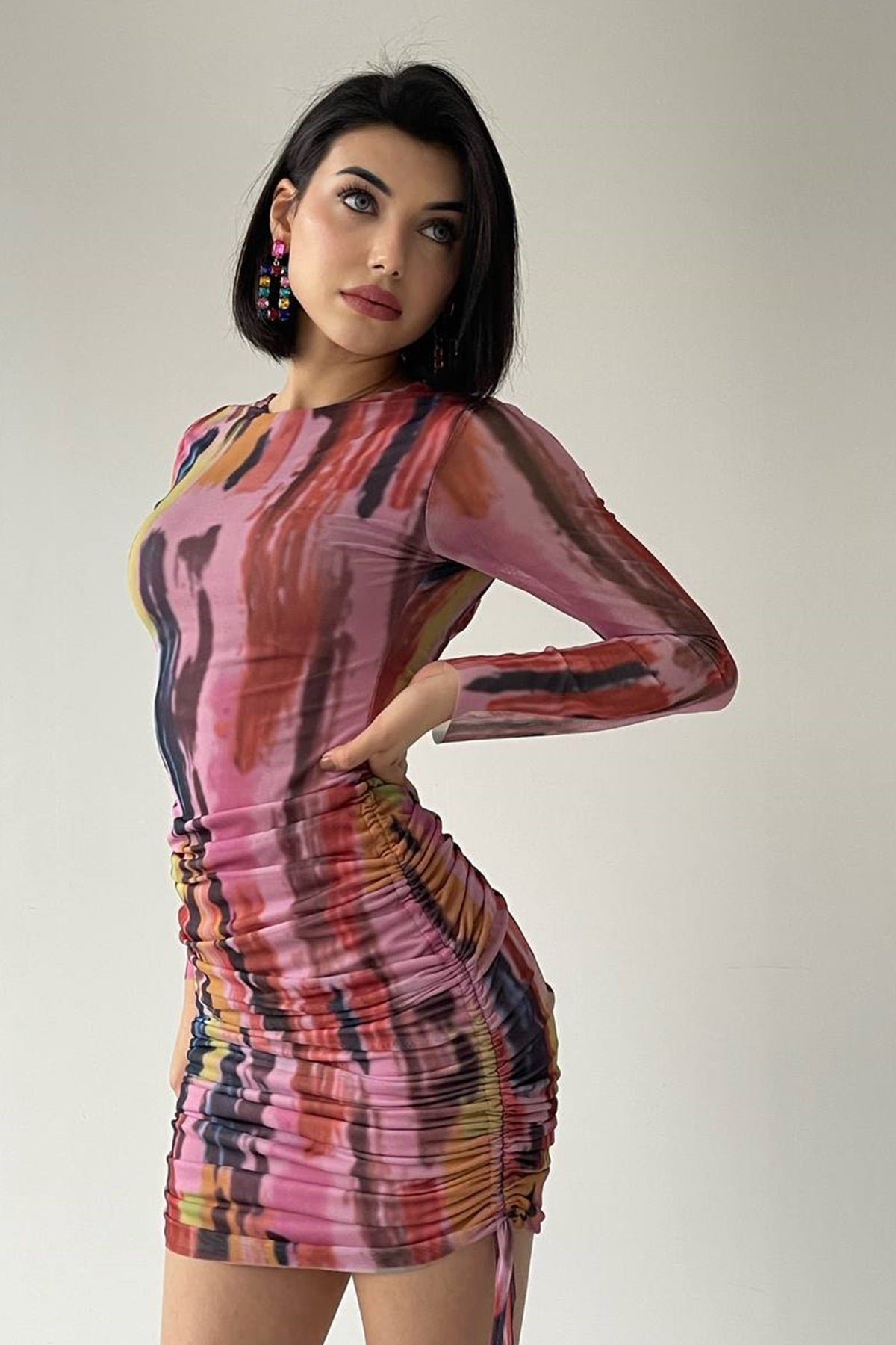 Gefüttertes Kleid mit Digitaldruck