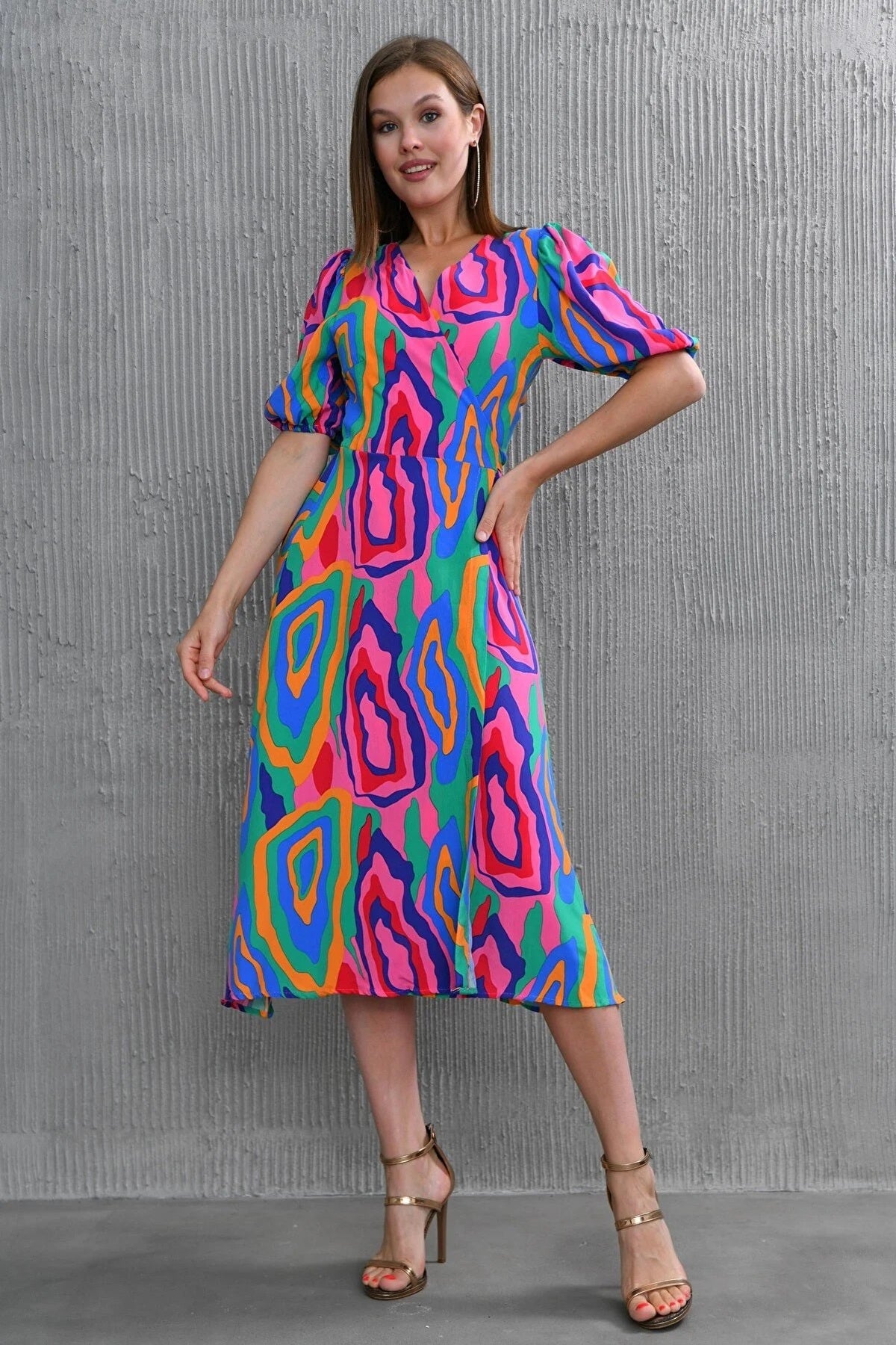 Wickelkleid in Midi-Länge