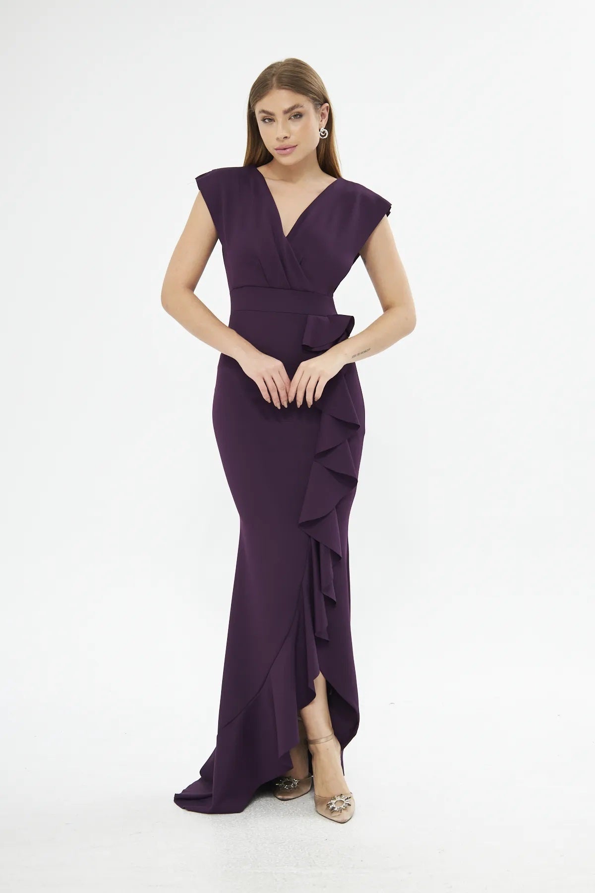 Ärmelloses Maxikleid mit Wickelausschnitt