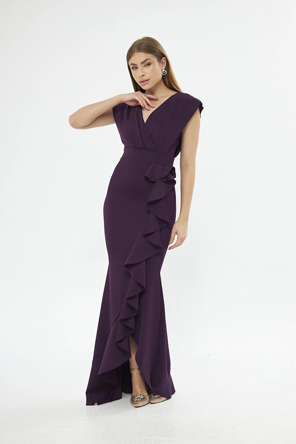 Ärmelloses Maxikleid mit Wickelausschnitt