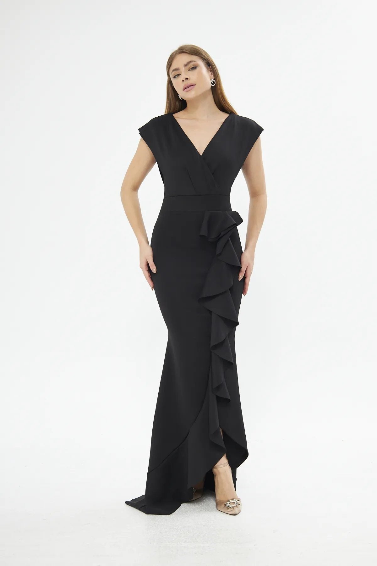 Ärmelloses Maxikleid mit Wickelausschnitt