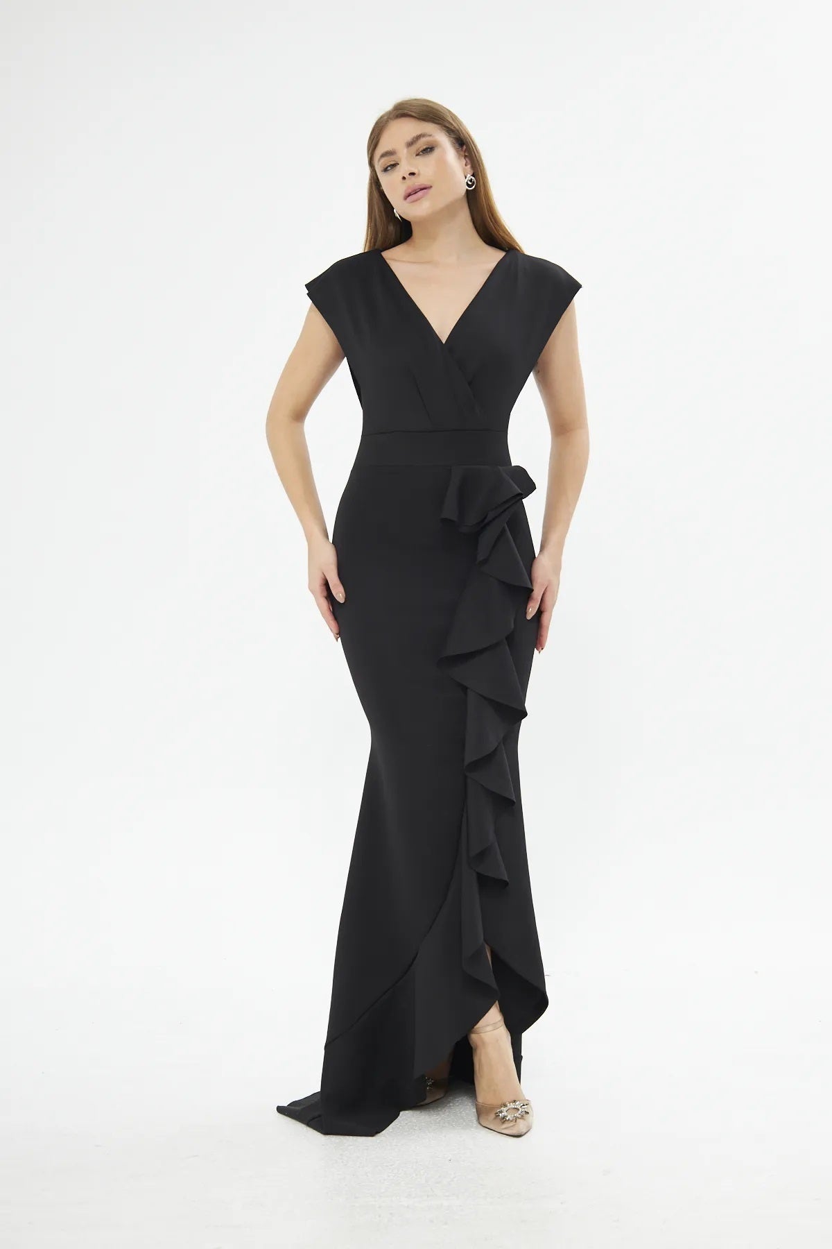 Ärmelloses Maxikleid mit Wickelausschnitt