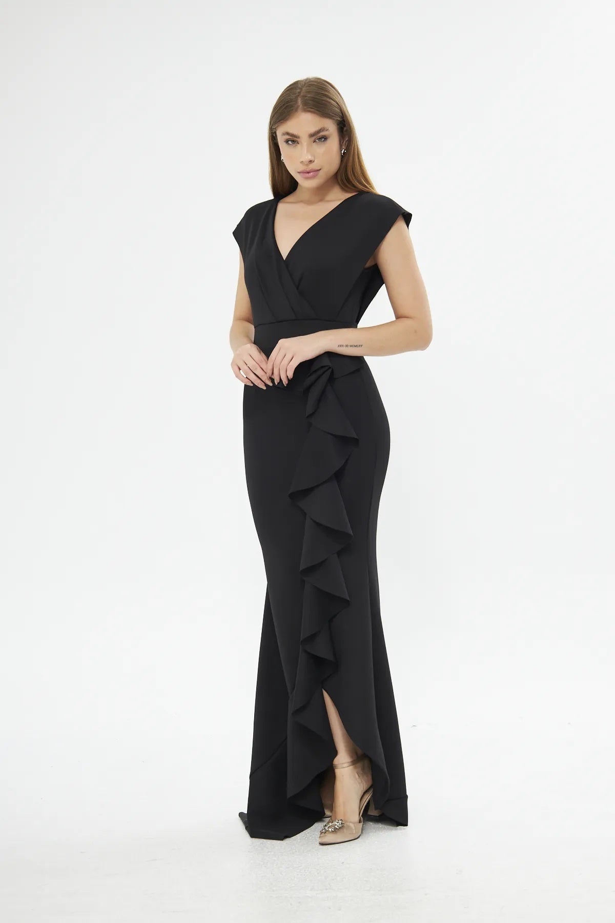 Ärmelloses Maxikleid mit Wickelausschnitt
