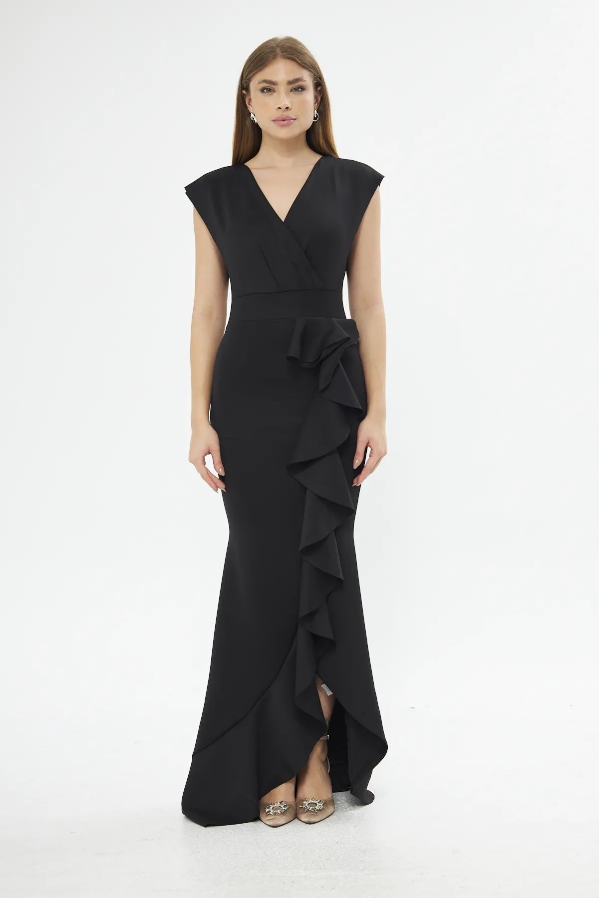 Ärmelloses Maxikleid mit Wickelausschnitt