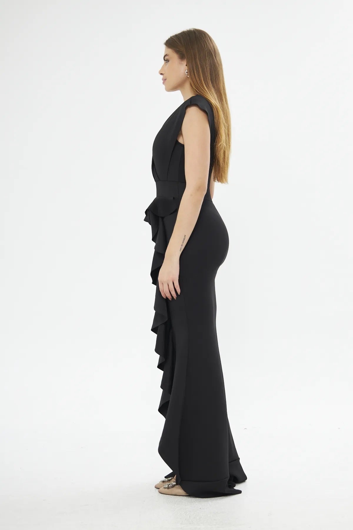 Ärmelloses Maxikleid mit Wickelausschnitt