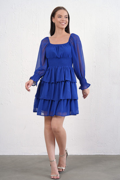 Langärmeliges schulterfreies Minikleid