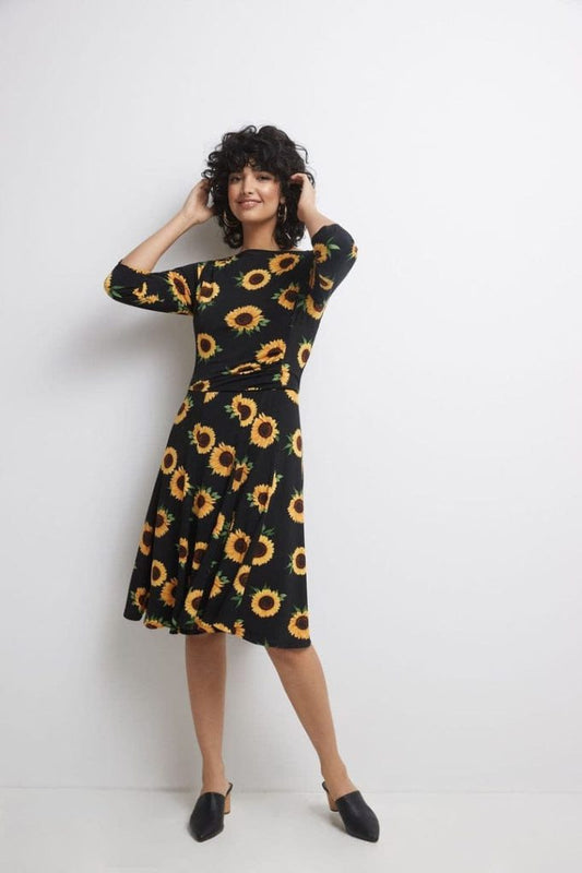 JANE'S Damen Kurzarm Rundhals Midi Micro Kleid