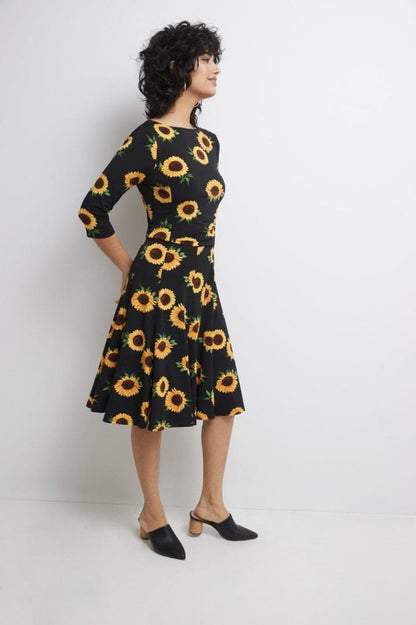 JANE'S Damen Kurzarm Rundhals Midi Micro Kleid