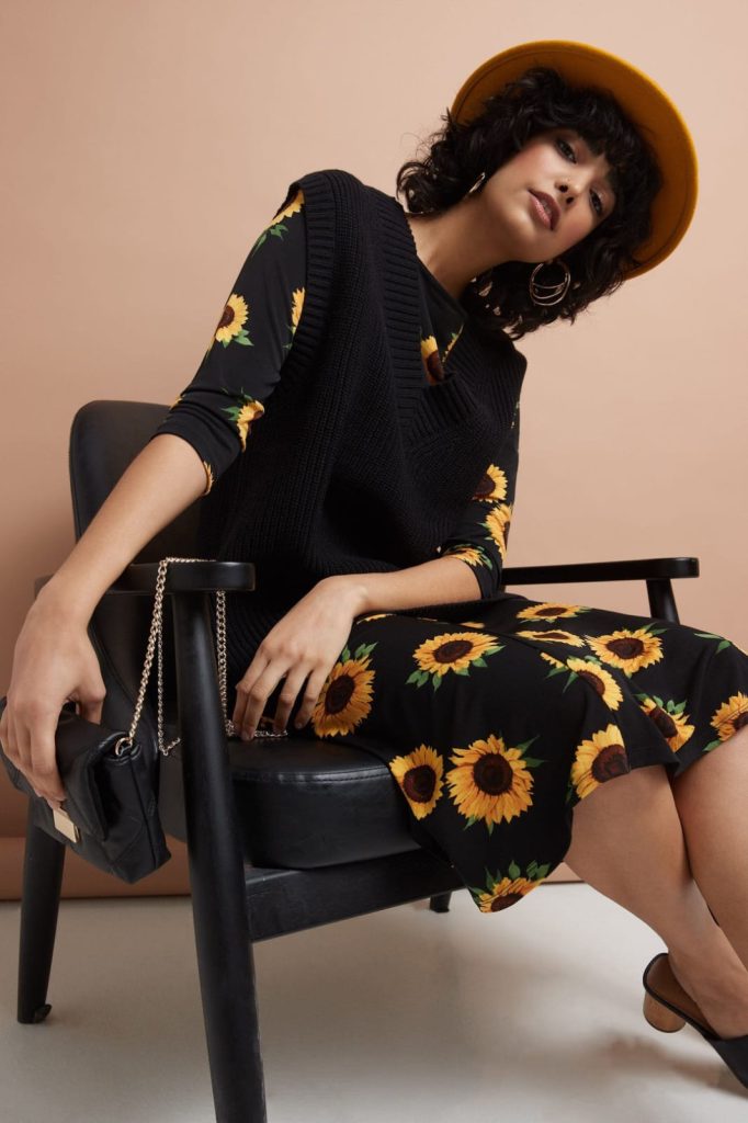 JANE'S Damen Kurzarm Rundhals Midi Micro Kleid