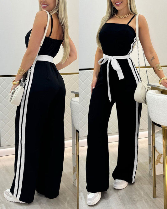 Damen Viskose Jumpsuit mit Taillengürtel