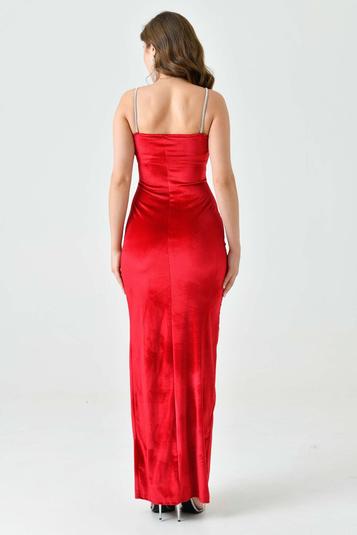 Trägerloses Maxikleid mit Schlitz