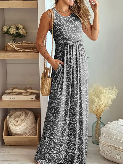 JANE'S Damen Jersey Maxikleid mit dicken Trägern und Rundhalsausschnitt