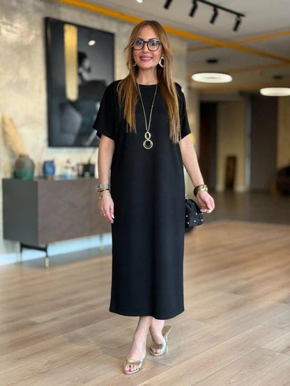 Damen Kurzarm Knopfleiste Viskose Kleid