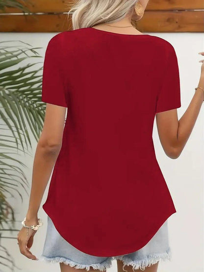 JANE'S Damen Kurzarm Quadrat Laser Kragen Janjan Crepe Bluse