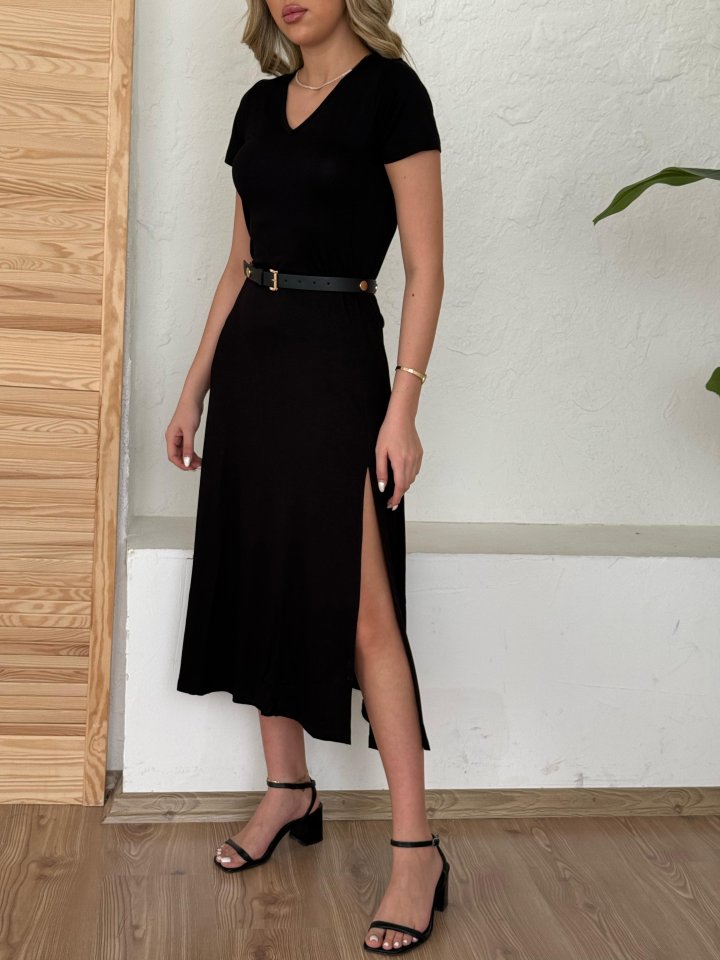 JANE'S Damen Kurzarm V-Ausschnitt Maxikleid 124 cm