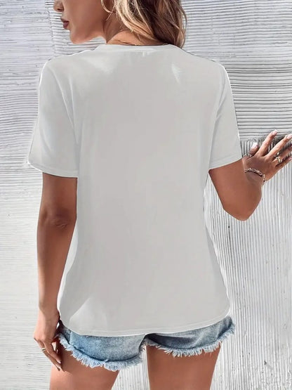 JANE'S Damen Kurzarm V-Ausschnitt Streifen Detail Viskose Bluse