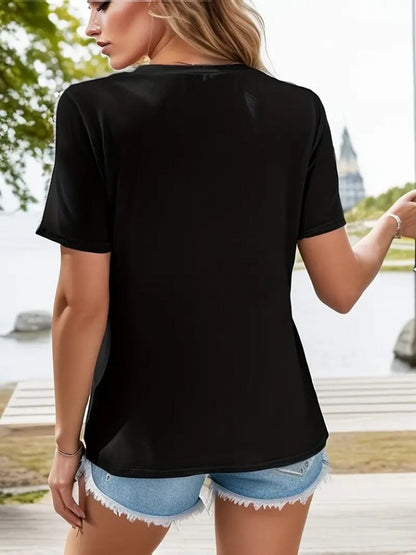 JANE'S Damen Kurzarm V-Ausschnitt Streifen Detail Viskose Bluse