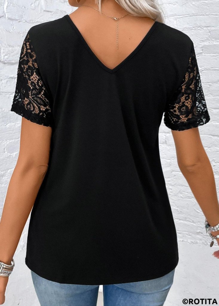 JANE'S Damen Kurzarm V-Ausschnitt Viskose Bluse