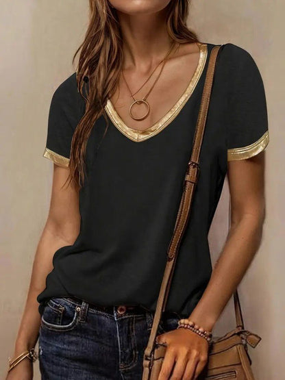 JANE'S Damen Kurzarm V-Ausschnitt Viskose Bluse