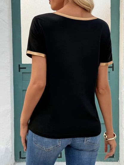 JANE'S Damen Kurzarm V-Ausschnitt Viskose Bluse
