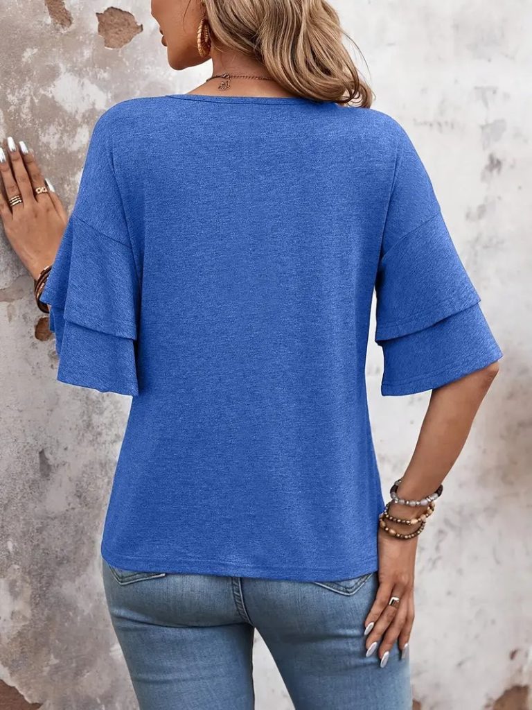 JANE'S Damen Kurzarm V-Ausschnitt Viskose Bluse