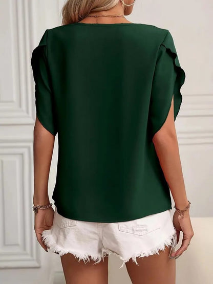 JANE'S Damen Kurzarm Kragen und Ärmeldetail Jesica Bluse