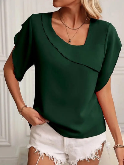 JANE'S Damen Kurzarm Kragen und Ärmeldetail Jesica Bluse