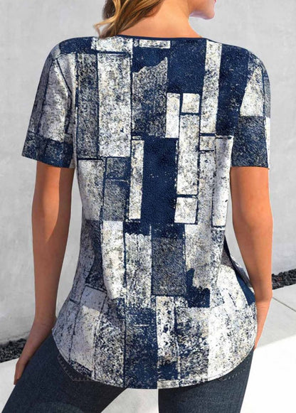 JANE'S Damen Kurzarm Spitzenkragen Vogelaugen-Detail Jersey Bluse