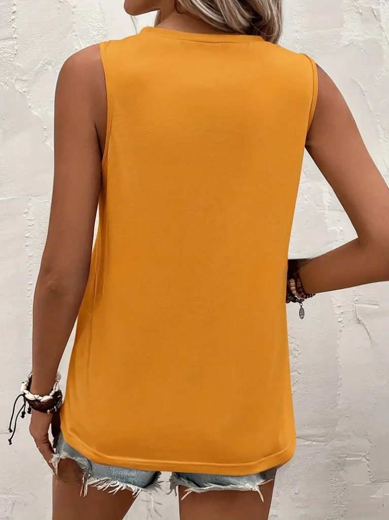 JANE'S Damen ärmellose Rundhals Bluse mit Streifen aus Viskose